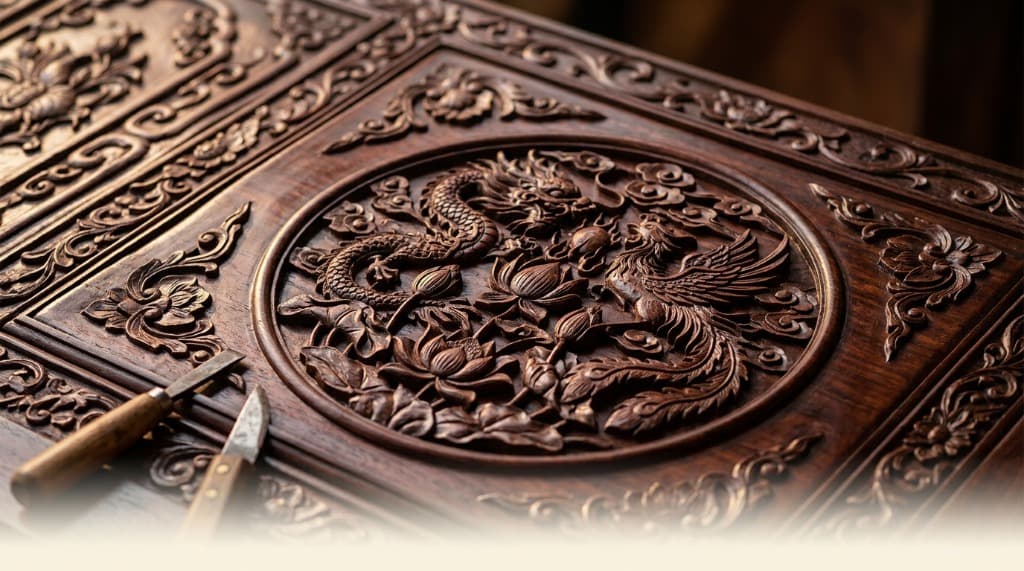 Chạm khắc rồng phượng trên gỗ - nghệ thuật truyền thống