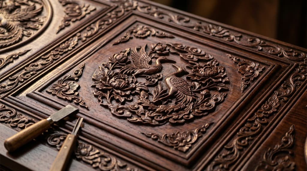 Chạm khắc phượng hoàng trên gỗ - nghệ thuật truyền thống