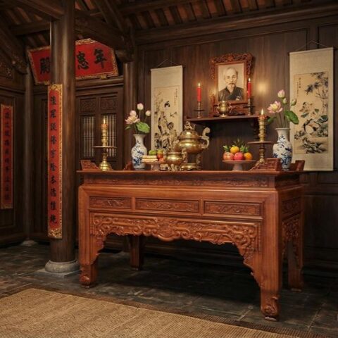 Sập thờ gỗ gụ lào