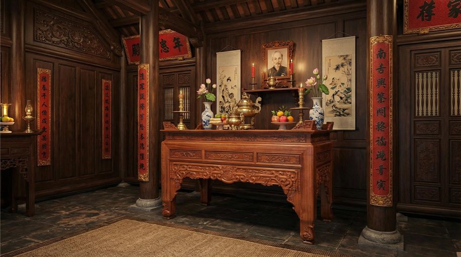 Sập thờ gỗ gụ lào