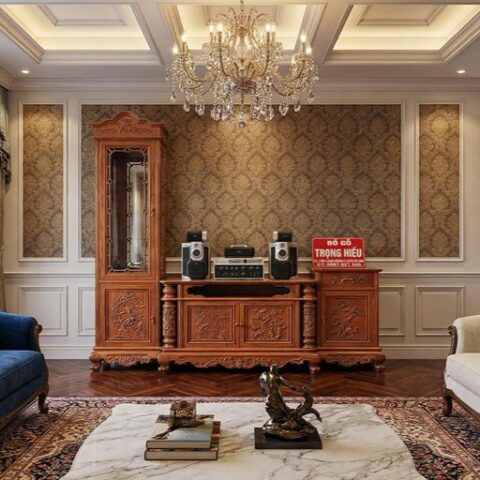 Tủ Kệ Lệch Gỗ Gõ Đỏ